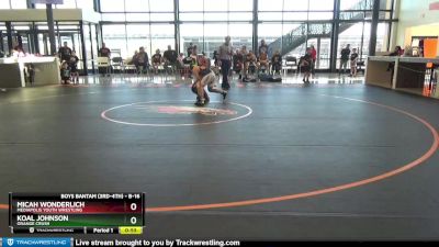 B-16 lbs Round 1 - Micah Wonderlich, Mediapolis Youth Wrestling vs Koal Johnson, Orange Crush