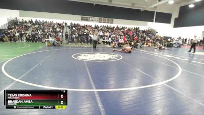 113 lbs Cons. Round 2 - Tejas Krishna, Mira Costa vs Braedan Amba, Righetti