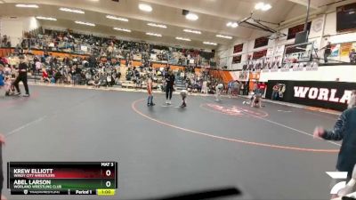 62 lbs Quarterfinal - Krew Elliott, Windy City Wrestlers vs Abel Larson, Worland Wrestling Club