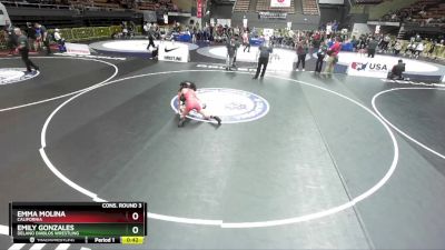 112 lbs Cons. Round 3 - Emily Gonzales, Delano Diablos Wrestling vs Emma Molina, California