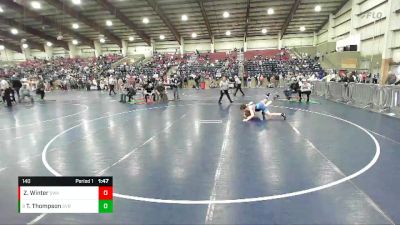 140 lbs Cons. Round 4 - Ty Thompson, Star Valley Braves vs Zane Winter, Sanderson Wrestling Academy