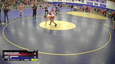 97 lbs Quarterfinal - Braxton Short, Mat Sense Wrestling Club vs Cody Sieminski, Sweet Home