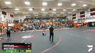 49 lbs Quarterfinal - Breck Miller, Worland Wrestling Club vs Sawyer Lane, Buffalo Outlaws Wrestling