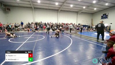 73 lbs Quarterfinal - Branson Taylor, Warner Eagles Youth Wrestling vs Kaydin McDonald, Owasso Takedown Club