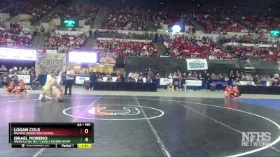 AA - 160 lbs 1st Place Match - Israel Moreno, Missoula Big Sky / Loyola Sacred Heart vs Logan Cole, Billings Senior High School