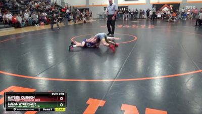 N-14 lbs Semifinal - Hayden Cushion, North Liberty Wrestling Club vs Lucas Whitinger, Waverly Area Wrestling Club