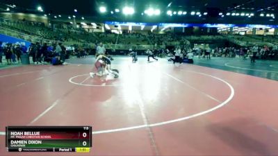 113 lbs Champ. Round 1 - Noah Bellue, Mt. Pisgah Christian School vs Damien Dixon, Chilhowie