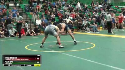 190 lbs Semifinal - Kyle Snider, CUYAHOGA VALLEY CHRISTIAN ACADEMY vs Max Ray, COLUMBIAN