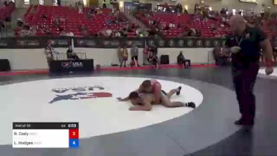 87 kg Rnd Of 32 - Ryan Cody, Greco-Roman Development vs Lucas Hodges, Mustang Wrestling Club