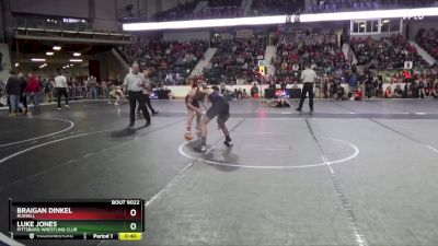 120 lbs Cons. Round 2 - Luke Jones, Pittsburg Wrestling Club vs Braigan Dinkel, Russell