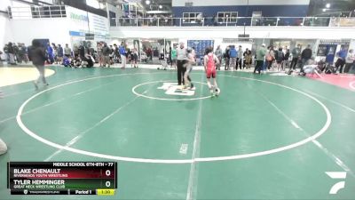 77 lbs Quarterfinal - Blake Chenault, Riverheads Youth Wrestling vs Tyler Hemminger, Great Neck Wrestling Club