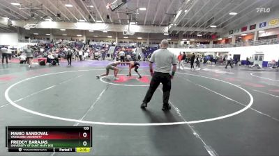 133 lbs Cons. Round 5 - Freddy Barajas, University Of Saint Mary (KS) vs Mario Sandoval, Vanguard University