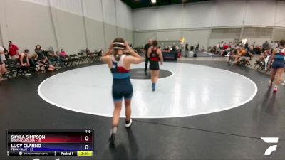 119 lbs Round 7 (10 Team) - Skyla Simpson, North Carolina vs Lucy Clarno, Texas Blue