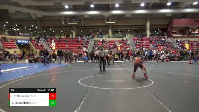 79 lbs Champ. Round 2 - Carson Slayman, Oz Trojan Wrestling Club vs Evan Hasselbring, Winfield Youth Wrestling Club