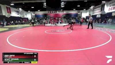 215 lbs Cons. Round 3 - Jody Ortiz, Sierra Vista vs Wyatt McDavis, Yucca Valley