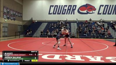 184 lbs Semifinal - Jr Scott, Southwestern Oregon Community College vs Andrew Balukas, Clackamas Community College