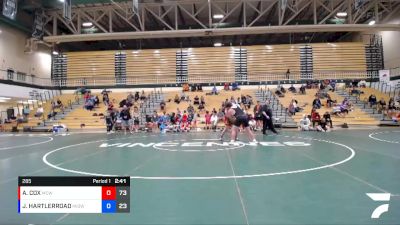 285 lbs Round 4 (6 Team) - AUSTIN COX, MAURER COUGHLIN WRESTLING CLUB vs JAMES HARTLERROAD, MIDWEST RTC