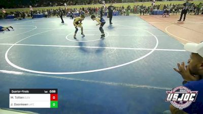 100 lbs Quarterfinal - Maverick Totten, Cleveland Take Down Club vs Jaxon Doonkeen, Little Axe Takedown Club