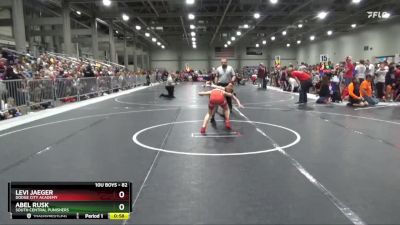 82 lbs Champ. Round 1 - Abel Rusk, South Central Punishers vs Levi Jaeger, Dodge City Academy