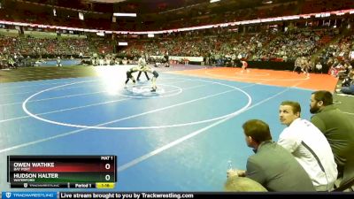 D1-120 lbs Champ. Round 1 - Owen Wathke, Bay Port vs Hudson Halter, Waterford