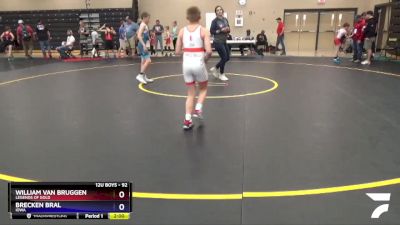 92 lbs Round 1 - William Van Bruggen, Legends Of Gold vs Brecken Bral, Iowa