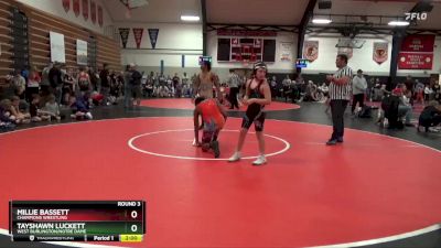 Round 3 - Millie Bassett, CHAMPIONS WRESTLING vs Tayshawn Luckett, West Burlington/Notre Dame
