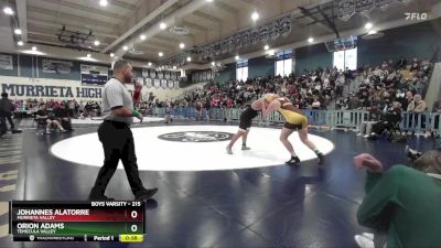 215 lbs Cons. Semi - Johannes Alatorre, Murrieta Valley vs Orion Adams, Temecula Valley