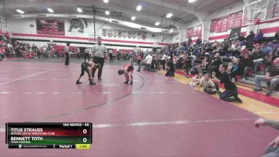 65 lbs 3rd Place Match - Bennett Toth, Team Central vs Titus Strauss, Butler Youth Wrestling Club