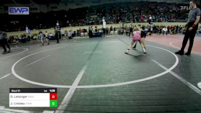 62 lbs Quarterfinal - Bexley Leisinger, Choctaw Ironman Youth Wrestling vs Josie Lindsey, Team Tulsa Wrestling Club