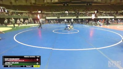 130 lbs Semifinal - Sam Shabanov, Williamsburg Wrestling Club vs James Wilson, Chesapeake