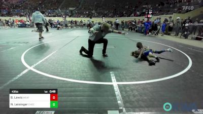 43 lbs Quarterfinal - Blakelee Lewis, Weatherford Youth Wrestling vs Nash Leisinger, Choctaw Ironman Youth Wrestling