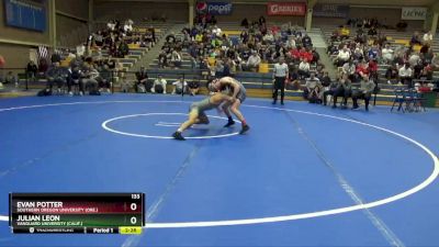 133 lbs Cons. Semi - Julian Leon, Vanguard University (Calif.) vs Evan Potter, Southern Oregon University (Ore.)