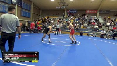 184 lbs Cons. Semi - Kaden Martin, Arizona Christian University (Ariz.) vs Isaiah Morales, Menlo College (Calif.)