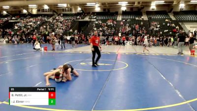 95 lbs Quarterfinal - Jaxon Ebner, Kearney MatCats Wrestling Club vs Bo Pettit, Jr., Mullen Wrestling