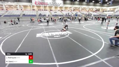 43 lbs Quarterfinal - Jett Rodriguez, Borger Youth Wrestling vs Matthew Saenz, West Amarillo Rhinos