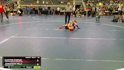 60 lbs Cons. Round 5 - Clayton Staples, Greater Heights Wrestling vs Johnathan Millz, Pomona Elite