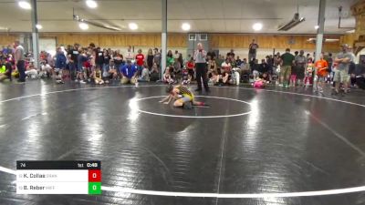 74 lbs Consi Of 8 #1 - Korben Collae, Orangeville vs Brennan Reber, Mifflinburg