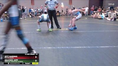 91 lbs Cons. Round 1 - Grayden Japp, Nebraska Wrestling Academy vs Jett Harding, Millard South