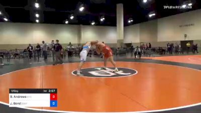 125 kg Consolation - Brian Andrews, Wyoming Wrestling Reg Training Ctr vs John Borst, Southeast Regional Training Center, Inc