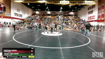 120 lbs Cons. Round 2 - Wyatt Holloway, Lander Valley vs Weston Green, Green River