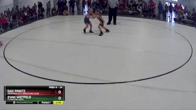24 lbs Quarterfinal - Dax Printz, Nebraska City Wrestling Club vs Evan Wietfeld, Clarkson Leigh