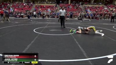 67 lbs Cons. Round 3 - Greyson Simon, The Best Wrestler vs Jaxon Jacobs, Hays Wrestling Club