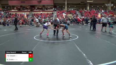 88 lbs Cons. Round 2 - Noah Cooper, Lincoln Squires vs Kolson Crane, Ark City Takedown Wrestling Cl