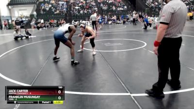 150 lbs Round 4 (16 Team) - Jack Carter, Norton Community vs Franklin Musungay, York