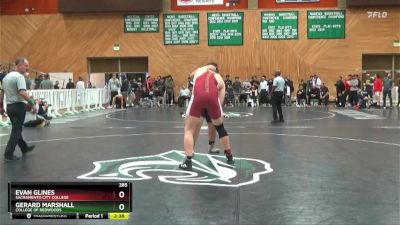 285 lbs 5th Place Match - Evan Glines, Sacramento City College vs Gerard Marshall, College Of Redwoods