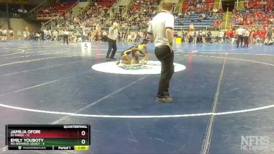 100 lbs Quarterfinals (8 Team) - Emily Youboty, W2-Bismarck Legacy vs Jamilia Ofori, E3-Fargo