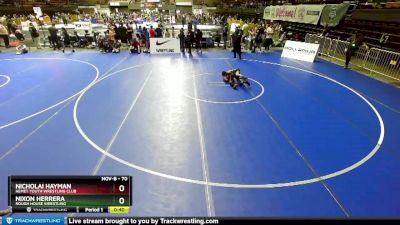 70 lbs Champ. Round 2 - Nicholai Hayman, Hemet Youth Wrestling Club vs Nixon Herrera, Rough House Wrestling