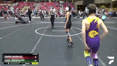 72 lbs Cons. Round 3 - Kaden Kriegshauser, WaKeeney Wrestling Club vs Zander Rodriguez, Dodge City Wrestling Academy