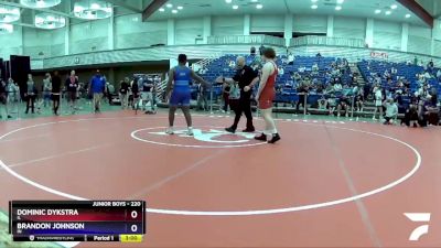 220 lbs Quarterfinal - Dominic Dykstra, IL vs Brandon Johnson, IN