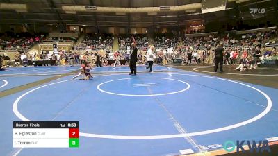 43 lbs Quarterfinal - Bentlee Egleston, Claremore Wrestling Club vs Ivan Torres, Chickasha Youth Wrestling